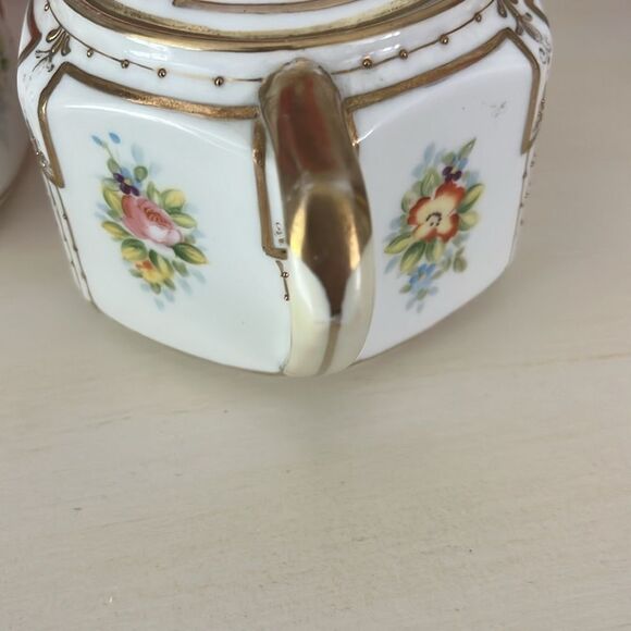 Nippon Japan Antique 24k Hand Painted Rose Pattern Sugar and Creamer Porcelain - Picture 10 of 11